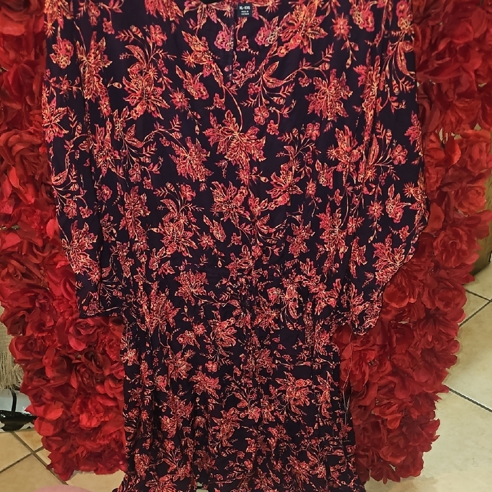 Lands End NWT Women's Vibrant Plum & Pink Floral Sundress Size XL-XXL